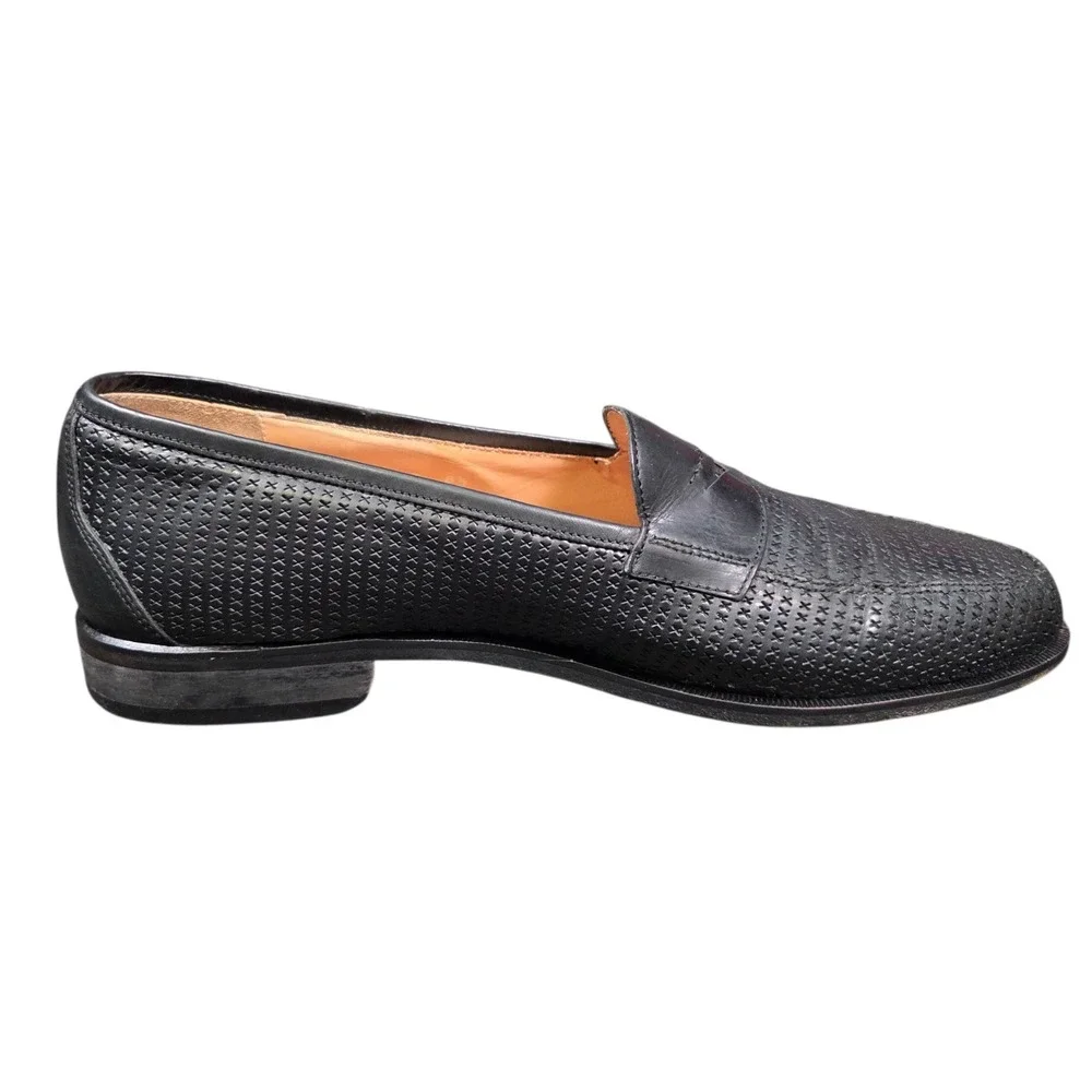 Martin Dingman Woven Leather‎ Dress Penny Loafer Shoes Men's 8.5 Black Designer